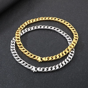Polished 15mm Cuban link chain necklace for men in gold and silver stainless steel