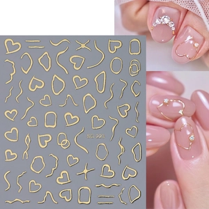 Rose gold laser heart and geometric nail stickers SQ-223 for french manicure design