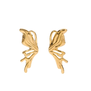 Elegant 18k gold plated stainless steel butterfly stud earrings in a minimalist style