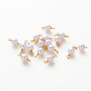 Detail of 18K gold plated double loop pearl connectors for DIY jewelry making