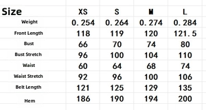 Size chart showing XS to L measurements for ethnic print spaghetti strap maxi dress