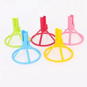 Five colorful plastic balloon stand holders with base and stick for party decoration