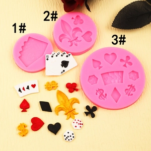 Molde Silicona Fondant Cartas Poker Tema Casino Decoración Pasteles Chocolate DIY Corazón Pica Diamante Trébol