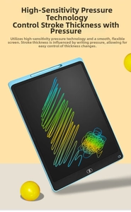Blue 12-inch LCD writing tablet with colorful pressure-sensitive stylus handwriting screen