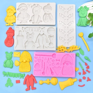 Christmas Santa Snowman Reindeer Silicone Mold for Fondant Cake Decorating DIY