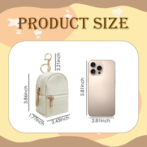 Guía de tallas de mini mochila monedero de cuero PU beige con herrajes dorados