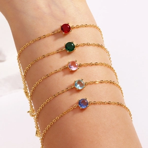 Minimalist Round Zircon Bracelet Brass Gold Plated Tiny Exquisite Fashion Jewelry For Women Adjustable