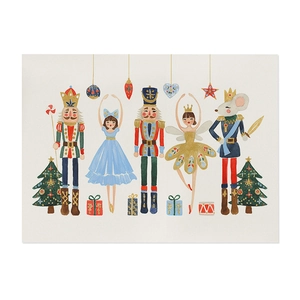 Detail of Christmas placemat with nutcracker and ballerina holiday print design