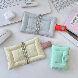 Macaron color quilted binder notebook with a metallic magnetic clasp and six-ring binder