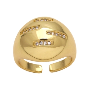 Eleganter vergoldeter Siegelring mit Zirkonia-Steinen und verstellbarem offenem Band