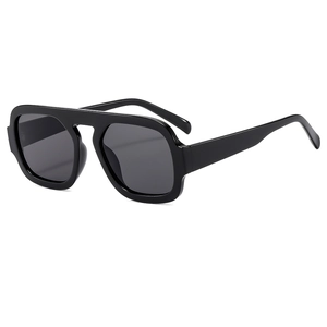 Classic unisex large square black sunglasses with thick frames from a 45-degree side angle