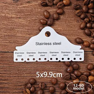 Detailed 5x9.9cm white jewelry display card with 12 holes for earrings and studs