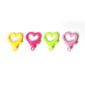 Colorful acrylic heart-shaped lobster clasps for DIY jewelry making in various bright hues