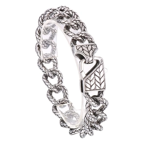 Men's Vintage Stainless Steel Braided Chain Bracelet Antique Silver Punk Heavy Link Hip Hop Jewelry Gift