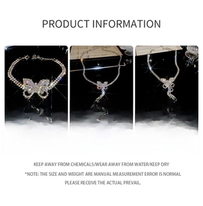 Detailed size and weight information for butterfly zircon jewelry set on black background