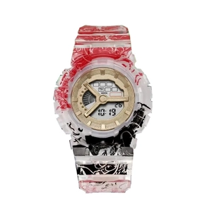 Waterproof One Piece kids sports watch with digital display and red graffiti strap