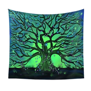 Detailed view of the Tree of Life tapestry with glowing colorful orbs and vibrant colors