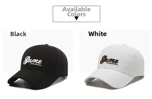 Close-up of baseball caps in black and white featuring Game competitive 3D embroidery