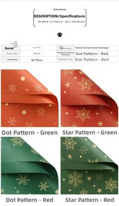 Detail of Christmas kraft paper sheets with gold snowflake and star patterns for gifts
