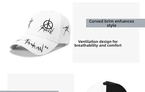 Dettaglio del cappellino da baseball in cotone bianco con stelle graffiti e fori d'aria