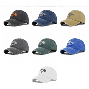 Detailed grid showing seven color options for the embroidered palm tree baseball cap