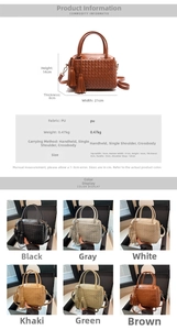 Macro detail of hand-woven texture on the high-quality PU leather square handbag