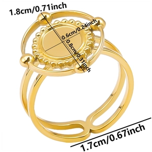 Detailed dimension guide for golden oval sunburst ring with double band structure