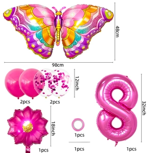 Kit de 9 ballons papillon et fleur avec chiffre 8 de 32 pouces pour décoration