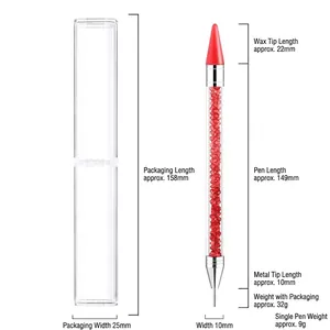 Dual-ended nail dotting tool with wax tip and stainless steel head, 149mm length detail