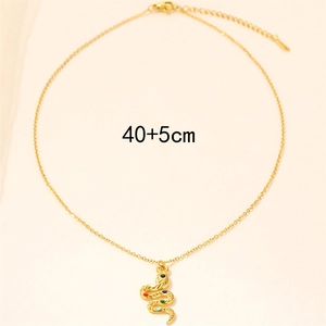 Golden stainless steel snake pendant necklace with colorful enamel detailing on 45cm chain