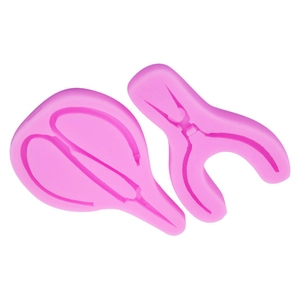 Set stampi in silicone rosa con forme di forbici e pinze per decorazioni fai-da-te