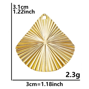 304 stainless steel gold fan-shaped irregular pendant for DIY jewelry making 3cm size
