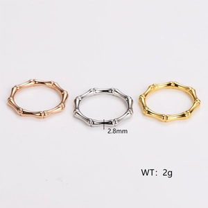 Minimalistische Bambus-Edelstahlringe in Gold, Silber und Roségold-Finish