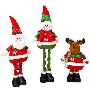 Telescopic Christmas plush figurines set featuring Santa, Snowman and Reindeer characters