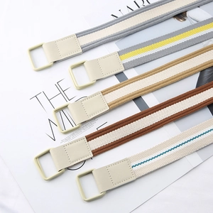 Striped canvas belts with resin buckles in various colors for students and casual wear