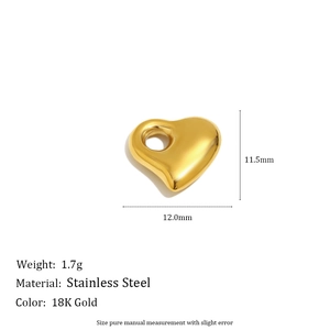 Minimalist 18K gold plated stainless steel heart pendant with precise dimensions