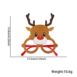 Cartoon reindeer Christmas party glasses with dimensions 15.8cm height and 13.5cm width