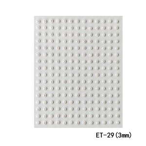 Detail view of 3mm semi-round adhesive pearl stickers for DIY face and nail art