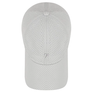 Light gray breathable mesh baseball cap with silver metal number 7 logo in front