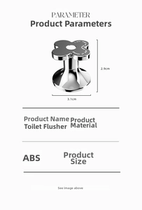 Macro view of silver clover toilet button aid with detailed size measurements