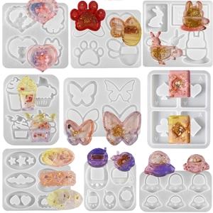 Molde De Silicona Para Resina DIY Joyería Shaker Colgante Llavero Fabricación Corazón Pata De Gato Estrella Formas De Animales Herramienta