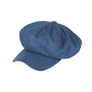 Casquette gavroche vintage en jean bleu foncé pour femme avec coutures contrastées