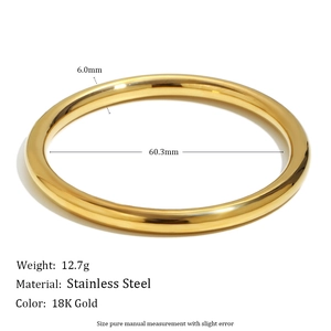 Bracelet jonc minimaliste en acier inoxydable plaqué or 18 carats pour femme