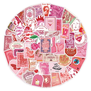 Set of 60 pink retro graffiti stickers for DIY waterproof decoration and creative scrapbooking