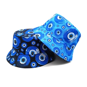 Evil Eye Bucket Hat Sun Protection Foldable Polyester Outdoor Retro Sun Hat For Men Women