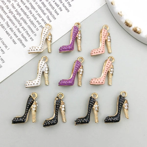 Colorful high heel pendants with enamel and rhinestones for DIY jewelry making
