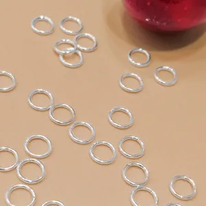 Polished S925 sterling silver closed jump rings for DIY jewelry necklaces and bracelets