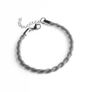 Elegant woven mesh stainless steel twisted bracelet for women with adjustable lobster clasp