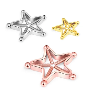 Stainless steel non-piercing star nipple clamps in silver, gold, and rose gold finishes