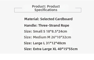 Detailed size specifications for Santa gift bags with premium cardstock material details